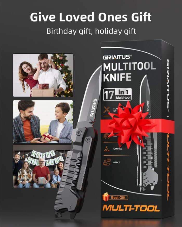 Multitool Knife 17 in 1Fire Starting Sticks, Bottle Opener, Saw Screwdrivers Bottle Opener, Whistle, Window Breaker and More -Perfect for Camping, Outdoor, Survival and Everyday Use,Gifts for Men Dad - Image 6