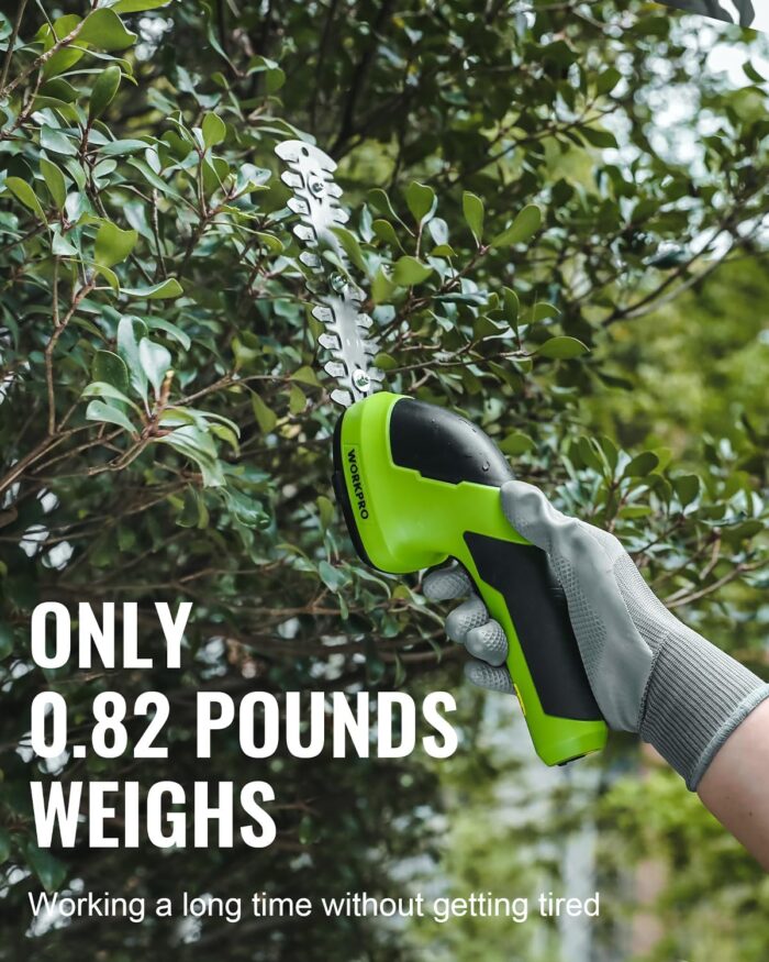 WORKPRO Cordless Grass Shear & Shrubbery Trimmer - 2 in 1 Handheld 7.2V Electric Grass Trimmer Hedge Shears/Grass Cutter Rechargeable Lithium-Ion Battery and Type-C Cable Included - Image 6