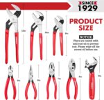 ARROW 8PCS Pliers & Wrench Set, 6" Needle Nose Pliers, 6" Diagonal, 7" Linesman, 8" Slip Joint, 8" & 10" & 12" Groove Joint and CRV 8" Adjustable Wrench, Portable Rolling Bag With Handle - Image 3