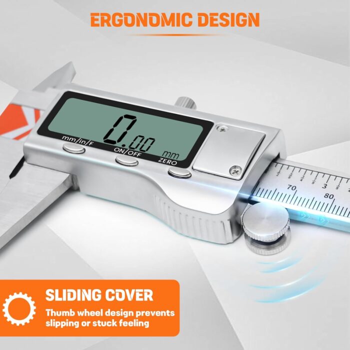 Digital Caliper 12 Inch/300mm, HARDELL Calipers Easy Switch Inch/MM/Fraction, Stainless Steel Digital Caliper Measuring Tool with Auto-Off Large LCD Screen for DIY/3D Printing/Jewelers/Woodworkers - Image 7