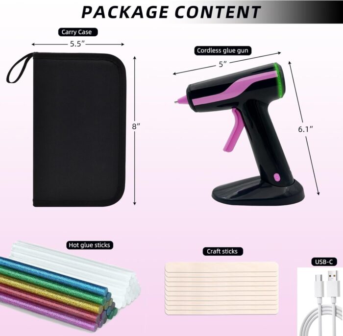 Cordless Hot Glue Gun, Rechargeable Hot Melt Glue Gun 2Ah Built-in Battery Smart Power-Off With 30pcs Premium Glue Sticks, 10pcs Wood Craft Sticks, Carry Case for DIY, Arts &Crafts - Image 6