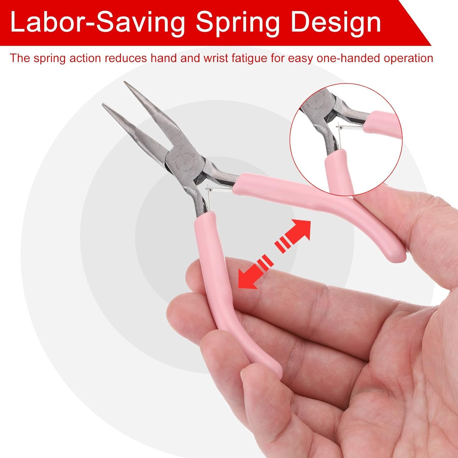 HARFINGTON Bend Nose Pliers 5″ Mini Jewelry Pliers Bent Chain-Nose Pliers with PVC Handle for Jewelry Making Hand Tools Beading Hobby Work Craft, Pink