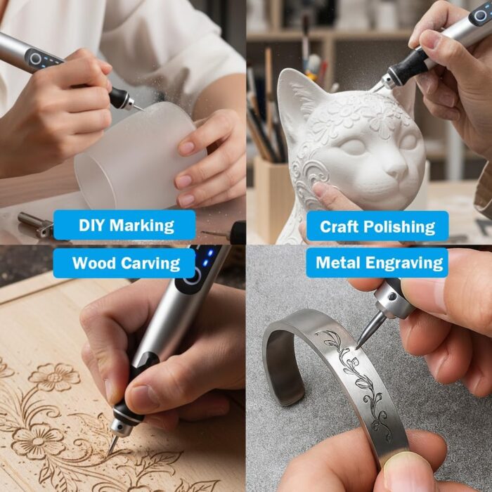USB Rechargable Engraving Machines Pen with 35bits,Mini Electric Engraver Etching Machines Cordless Rotary Tools Engraved Jewelry Stone Metal Plastic Wood Resin Model - Image 5