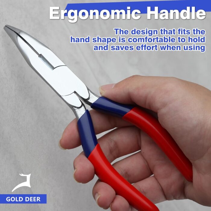 6 Inch Mini Bent Nose Pliers With Serrated Jaw - Jewelry Tool, Micro Angle Needle Nose Pliers For Gripping And Bending Wires - Image 6