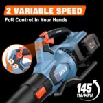 SENIX Leaf Blower Cordless, 40V Max Electric Leaf Blowers, Brushless, Handheld, Up to 700 CFM and 145 MPH, 2 Speed Mode, Cruise Control, Includes 2 x 4.0Ah Battery and Charger (BLAX2-M2) - Image 5