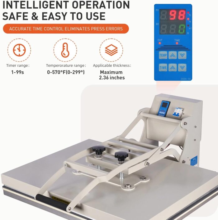 24x32 Inch Heat Press, 110V 4500W No Plug High Pressure Heat Press Machine for Business, Large Professional Digital Control Heat Transfer Machine for Sublimation - Image 4