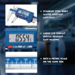 Dasqua 6” IP54 Digital Caliper, Stainless Steel Water-Resistant Precision Measuring Tool with Large LCD, Inch/Metric/Fraction Switch, ±0.001” Accuracy, Calibration Certificate & Storage Case - Image 5