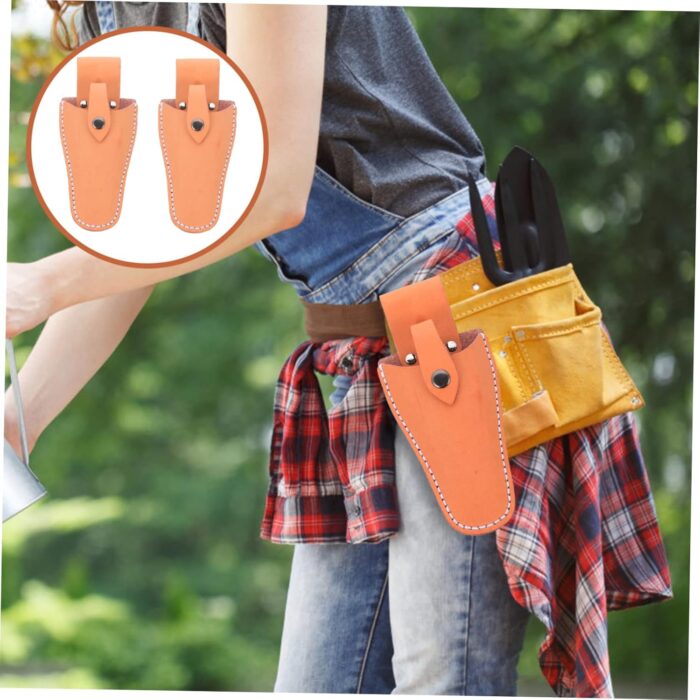 Vaguelly Leather Pruning Shear Cover Tool Kit 2pcs Scissor Pouch for Garden and Salon Adjustable Waist Bag Protective Holder for Hairdressing and Outdoor Use - Image 3