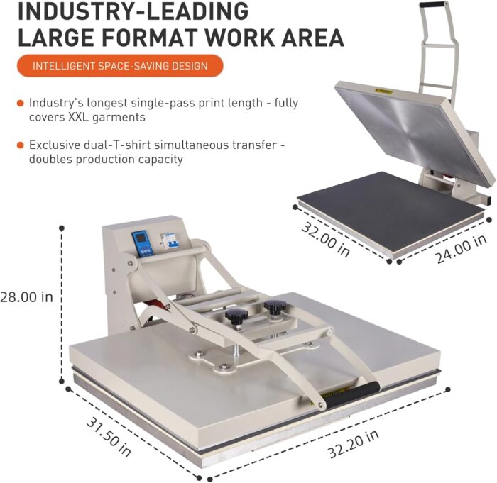 24x32 Inch Heat Press, 110V 4500W No Plug High Pressure Heat Press Machine for Business, Large Professional Digital Control Heat Transfer Machine for Sublimation - Image 5