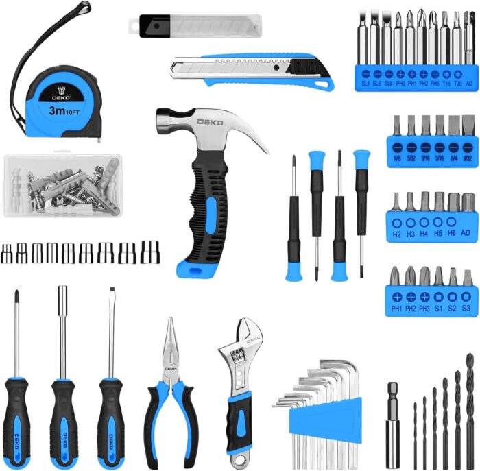 DEKOPRO Drill Set: Tool Set with 8V Blue Cordless Drill, Home Tool Kit with Drill, Hand Tool Kits for Men & Women 126 Piece - Image 3
