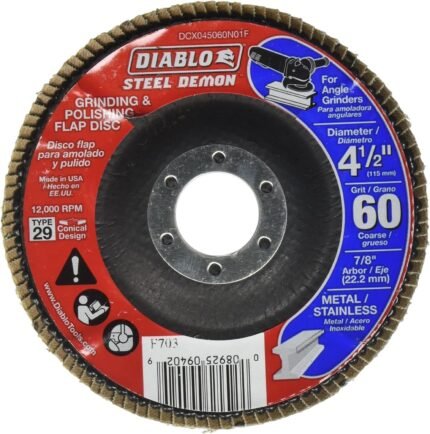 Diablo Steel Demon Flap Disc with Standard Hub for Metal, Fast Material Removal & Polishing – Coarse, 60-Grit, 4-1/2″ Diameter, 7/8″ Arbor, Type 29 Hub – DCX045060N01F