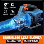 SENIX Leaf Blower Cordless, 40V Max Electric Leaf Blowers, Brushless, Handheld, Up to 700 CFM and 145 MPH, 2 Speed Mode, Cruise Control, Includes 2 x 4.0Ah Battery and Charger (BLAX2-M2) - Image 4