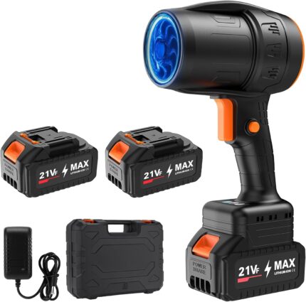 Mini Small Handheld Cordless Leaf Blower with 2×4.0Ah Batteries & Charger – Portable Electric Rechargeable Blower, 500,000 RPM Turbo Jet High Power, Lightweight for Yard, Patio & Garage Cleaning