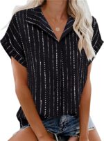Timeson Women's Short Sleeve Chiffon Blouses for Office Work Business Attire Collared Shirts - Image 102