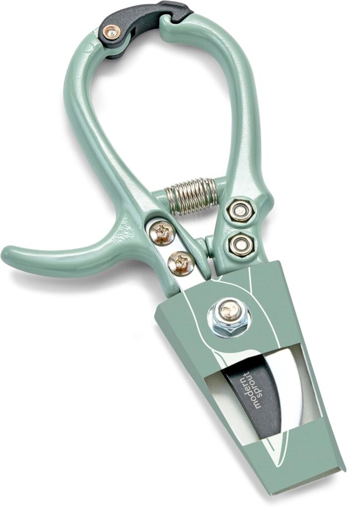 Modern Sprout Hand Pruners - Lightweight Pruning Shears W/Easy Lock- Gardening Scissors - Bypass Sharp Carbon Steel Blade - Rust Resistant - Garden Tools - Reusable Holster - Sage - Image 2
