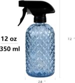 12Oz Glass Plant Spray Bottle, Gem Pattern Glass Sprayer, Watering Can with Black Plastic Top Pump, Handheld Watering Can for Indoor Outdoor Potted Plants and Greenery (Blue) - Image 3