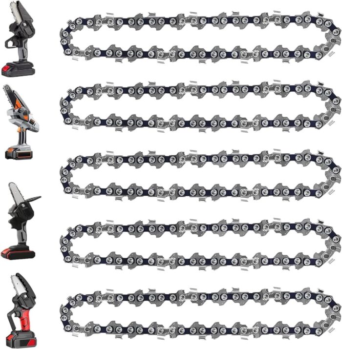 5 Pieces 6 Inch Mini Chainsaw Chain Replacement Accessories, 6 Inch Chain Saw Chains for Cordless Electric Portable Mini Chainsaw – 37 Drive Links