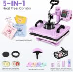 AKEYDIY 5 in 1 Heat Press Machine for t Shirts Professional Swing Away Heat Press Digital Combo 12" x 15" 360-degree Rotation Shirt Press Machine Sublimation (5 in 1 Heat Press Pink) - Image 4