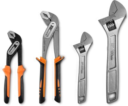 SOLUDE 4-Piece Wrench Pliers Set,8 & 12 Inch Adjustable Wrench Set with 8 & 10 Inch Groove Joint Pliers for Home Repair SOLUDE 4-Piece Wrench Pliers Set,8 & 12 Inch Adjustable Wrench Set with 8 & 10 Inch Groove Joint Pliers for Home Repair