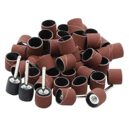 50pcs 400 Grits 1/2 Inch Sanding Bands Sanding Sandpaper Sleeves with 5pcs Sand Drum Mandrels for Nail Drill