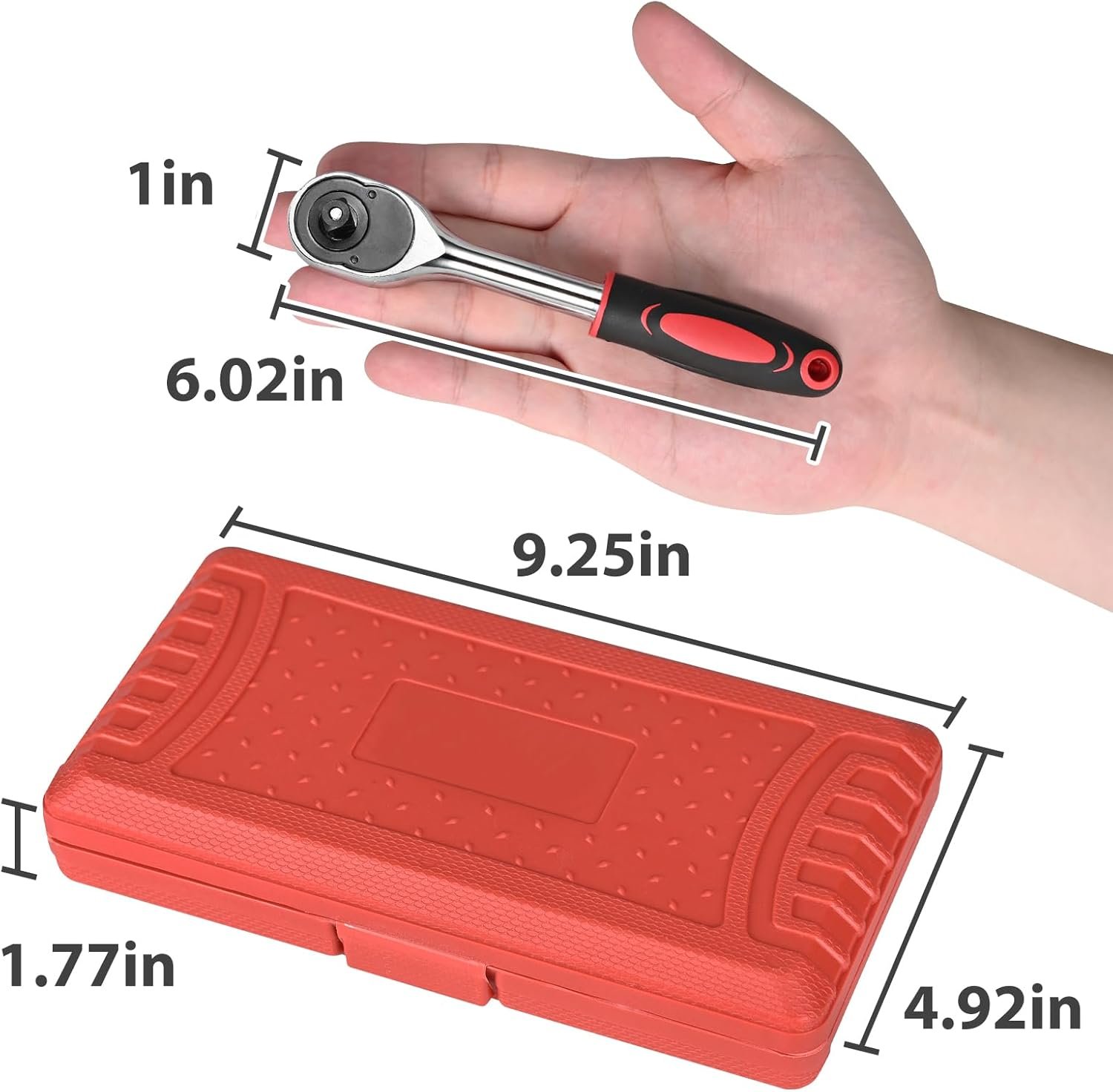 Egofine 46 Pieces 1/4 inch Drive Socket Ratchet Wrench Set, with Bit Socket Set Metric and Extension Bar for Auto Repairing and Household, with Storage Case