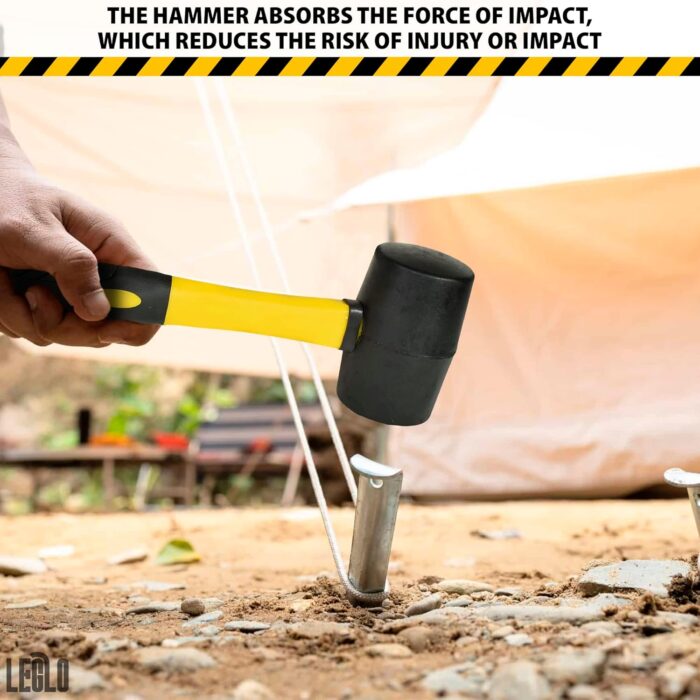 24 Oz Rubber Mallet Hammer for Woodworking, Flooring, Tiling, Camping and More - Rubber Hammer With Non-Slip Grip, Durable Ergonomic Handle, Anti-Vibrating Design For Efficient Work - Image 7