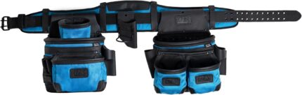 Ox Tools 4-Piece Kevlar Top Grain Leather 1680D Nylon Construction Rig Tool Pouch – Framers Tool Belt with Memory Foam and Adjustable Belt – Tool Rig for Construction Tools Small Rig OX-U268601