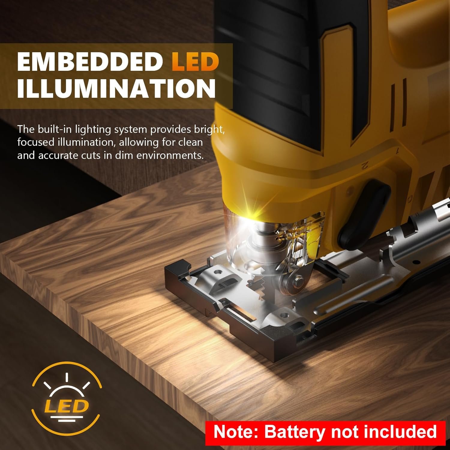 Cordless Jig Saw for Dewalt 20v Max Battery, Brushless Orbital Jigsaw, 0°- 45° Bevel Cuts, 3 Orbital Settings with LED Light for Straight/Circle/Curve Cutting (No Battery)