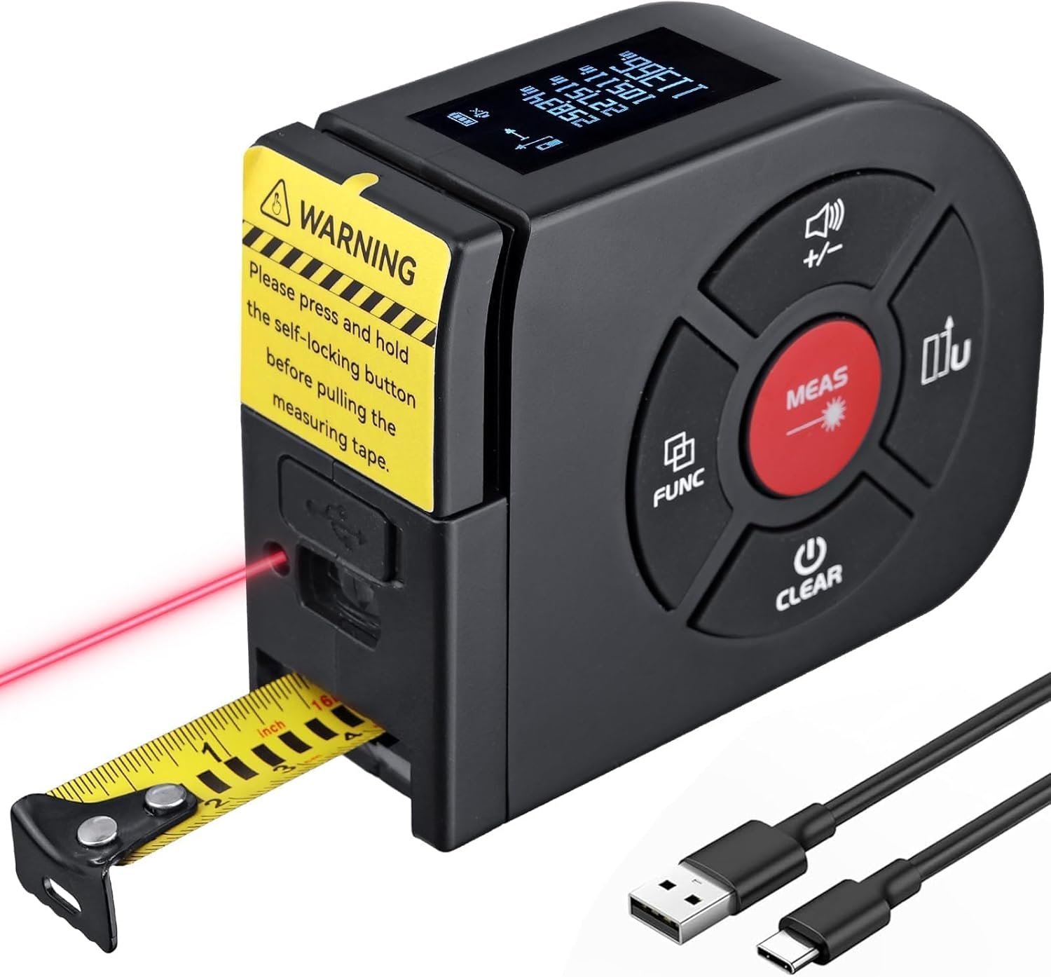 BINTA 2-in-1 Laser Tape Measure 164Ft/50M Laser Measurement Tool