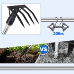 Small Garden Rake Tool, Hand Tiller Cultivator, Weed Remover Rakes Narrow for Flower Beds, Leaves Leaf Grass Cleaning for Precise Gardening, Mulch Spreading, Tilling Soil Weeding - Long Handle - Image 5