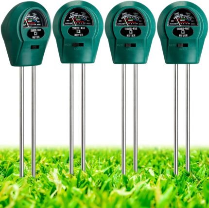 Sherr 4 Pieces Plant Moisture Meter 3 in 1 Soil Moisture Meter for House Plants pH Tester Moisture Monitor for Gardening Indoor Outdoor Lawn Patio Farm Plants, No Battery Required