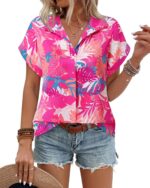 Timeson Women's Short Sleeve Chiffon Blouses for Office Work Business Attire Collared Shirts - Image 59