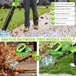 2025 Upgrade Leaf Blower, Leaf Blower Cordless with 2 * 2.6AH Batteries and Fast Charger, 450CFM &150MPH and 2 Speed Mode, Lightweight Electric Leaf Blowers for Lawn,Yard, Leaves, Dust,Snow Care - Image 5