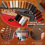 TLKKUE Leather Tooling Kit Leather Craft Tools Leatherworking Kit with Custom Handbag Cutting Mats Engraving Punching Sewing Stamping Sanding Tools for Handicraft Work Professional - Image 4