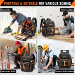 73 Pockets Tool Backpack Heavy Duty for Men Women, Hvac Tool Backpack, Tool Bag Backpack with Laptop Compartment, Waterproof Molded Base, 1680D, Durable Multi-Use Pocket for Electrician Construction - Image 7