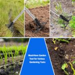 Small Garden Rake Tool, Hand Tiller Cultivator, Weed Remover Rakes Narrow for Flower Beds, Leaves Leaf Grass Cleaning for Precise Gardening, Mulch Spreading, Tilling Soil Weeding - Long Handle - Image 7