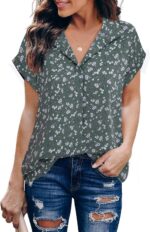 Timeson Women's Short Sleeve Chiffon Blouses for Office Work Business Attire Collared Shirts - Image 86