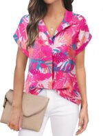 Timeson Women's Short Sleeve Chiffon Blouses for Office Work Business Attire Collared Shirts - Image 58