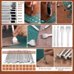 TLKKUE Leather Tooling Kit Leather Craft Tools Leatherworking Kit with Custom Handbag Cutting Mats Engraving Punching Sewing Stamping Sanding Tools for Handicraft Work Professional - Image 6