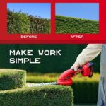 Cordless Hedge Trimmer with Battery (2Pack) and Charger, 2 in 1 Handheld Small Electric Bush Trimmers/Grass Cutter Yard Tool for Shrub/Tree/Lawn, Rechargeable Battery Powered Hedge Clipper for Garden - Image 5