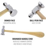 The Beadsmith Two-Sided Chasing Hammer – 11.5 Inches Wooden Handle, 2.25” Steel Head with a 14mm Ball Pein & 25mm Domed Face – Metalwork Tool Used to Add Texture & Dimension to Metalwork - Image 2