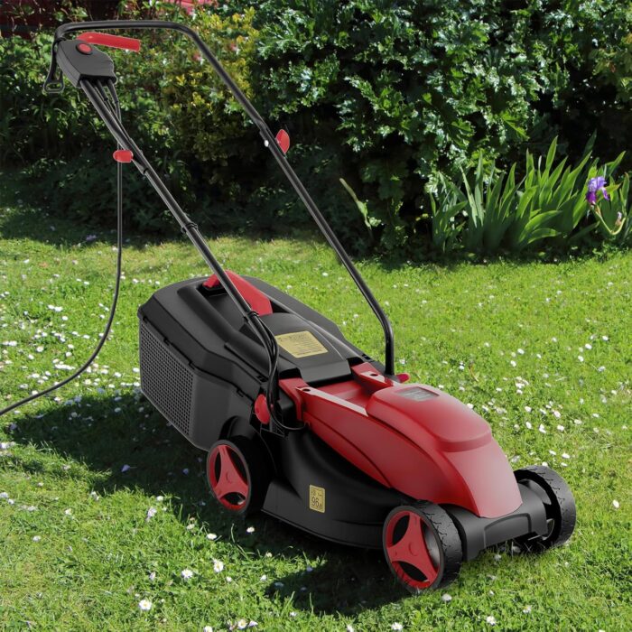 Goplus Electric Lawn Mower, Versatile Corded Lawn Mower with Grass Collection Box, 10 AMP Motor, 13" Cutting Deck, 3 Adjustable Cutting Positions, Walk-Behind Small Lawnmower for Garden Farm Yard - Image 9