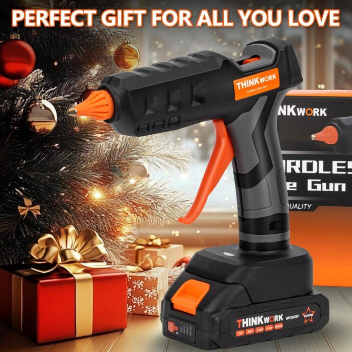 THINKWORK 20V Cordless Hot Glue Gun and Sticks Set, Rechargeable Glue Gun with 30 PCS Full Size Sticks and Battery, Fast Heating for Arts & Crafts, DIY Projects and Home Repairs - Image 9