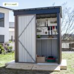 Patiowell 5x3 FT Outdoor Storage Shed, Tool Shed with Sloping Roof and Lockable Door, Metal Shed for Backyard Garden Patio Lawn, Brown - Image 8