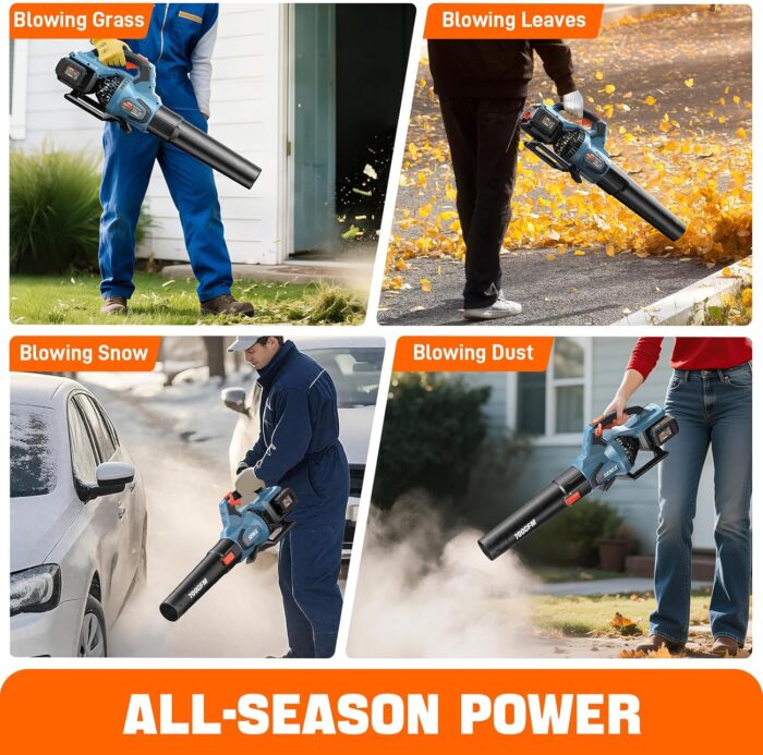 SENIX Leaf Blower Cordless, 40V Max Electric Leaf Blowers, Brushless, Handheld, Up to 700 CFM and 145 MPH, 2 Speed Mode, Cruise Control, Includes 2 x 4.0Ah Battery and Charger (BLAX2-M2) - Image 7