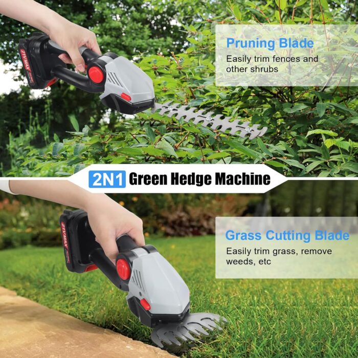 3-in-1 21V Mini Pole Hedge Trimmer & Grass Shear, Electric Grass Shear with Extension Pole, 6.3ft Reach, Multi-Angle Adjustable Handheld Shrub Trimmer for Garden (Black) - Image 3
