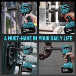 GEVEELIFE 450N.m/332Ft-lbs Brushless Impact Wrench,1/2" Cordless Impact Gun with 4.0Ah Battery & 6 Sockets, Electric Impact Driver for Car/DIY Furniture/Lawn Mower/blue (450N) - Image 9