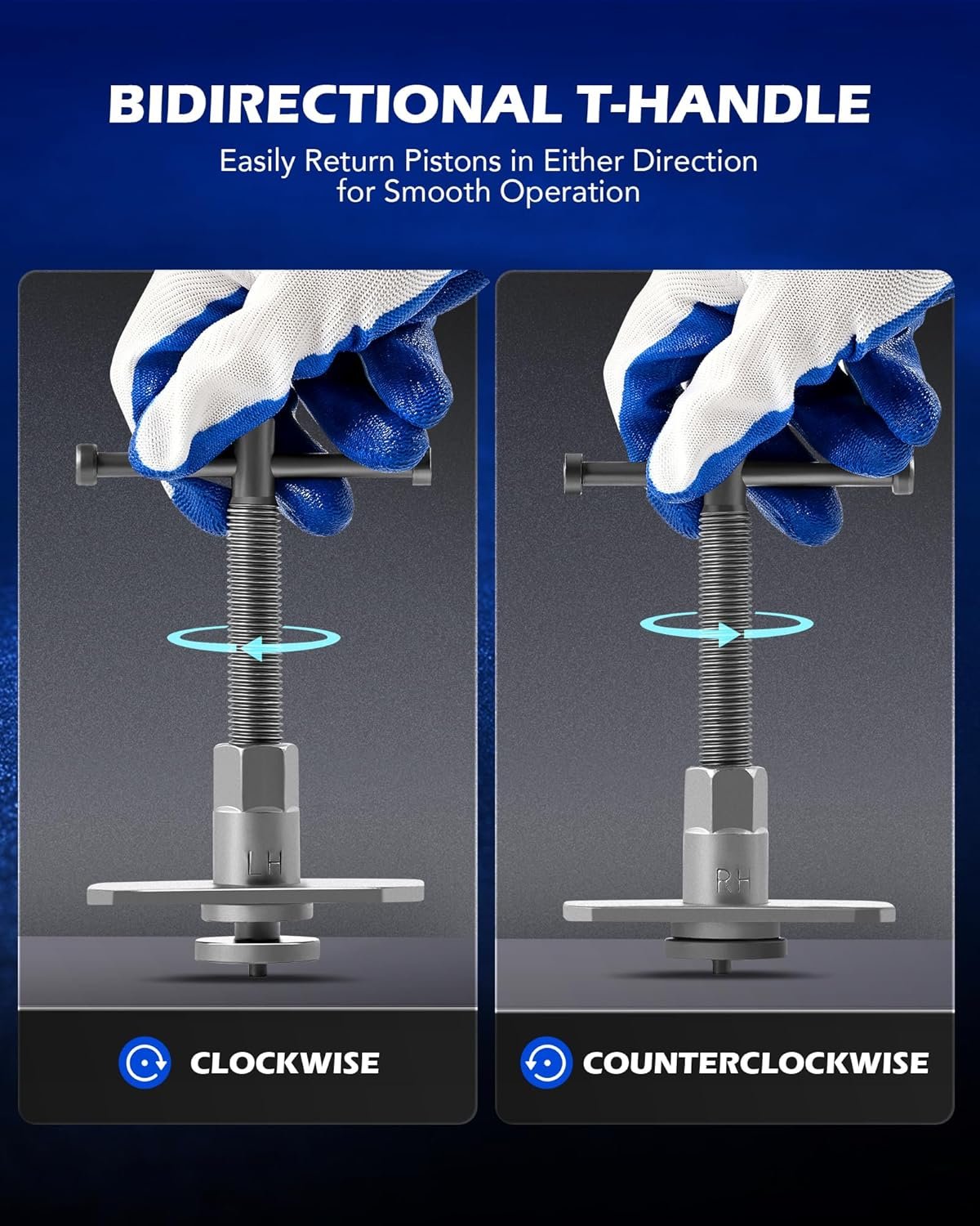 Orion Motor Tech 24pc Brake Caliper Compression Tool Set, Heavy Duty Brake Piston Compressor Tool and Wind Back Tool Kit for Brake Pad Replacement, Universal Disc Brake Caliper Tool Set with Blue Case