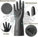 Chemical Resistant Latex Gloves,Cleaning Protective Safety Work Heavy Duty Rubber Gloves, S-M-L-XL Size, Black 1 Pair - Image 4