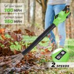Leaf Blower Cordless, 20V Electric Cordless Leaf Blower with 4000mAh Battery and Charger, 2 Speed Modes, Lightweight Battery Powered Leaf Blowers for Lawn Care, Patio, Blowing Leaves and Snow - Image 2